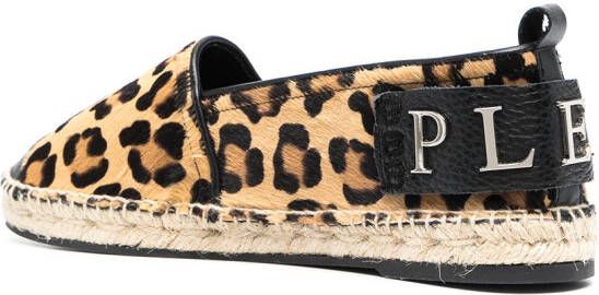 Philipp Plein leopard-print slip-on espadrilles Brown
