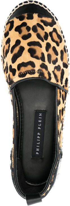 Philipp Plein leopard-print slip-on espadrilles Brown