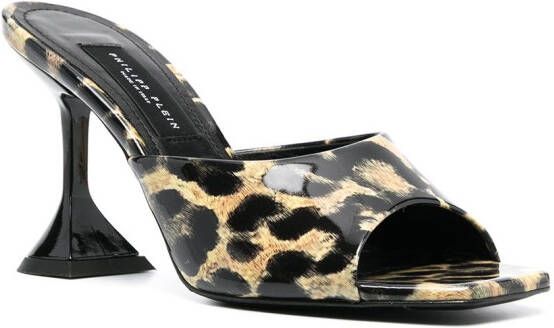 Philipp Plein leopard-print square-toe sandals Black