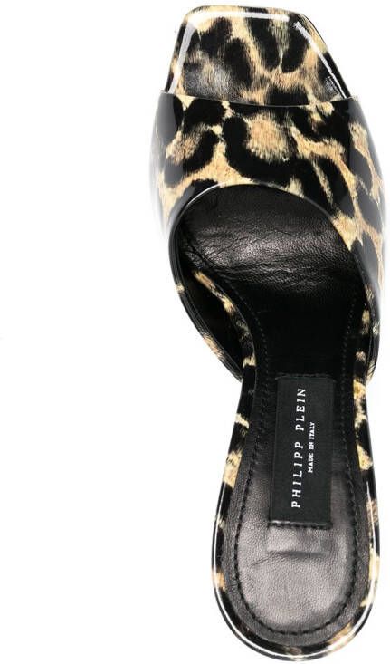 Philipp Plein leopard-print square-toe sandals Black