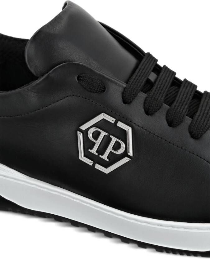 Philipp Plein logo-appliqué leather sneakers Black