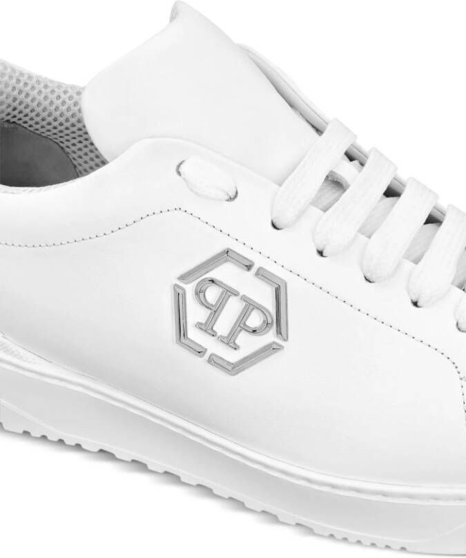 Philipp Plein logo-appliqué leather sneakers White