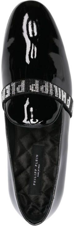 Philipp Plein logo-embellished patent slippers Black