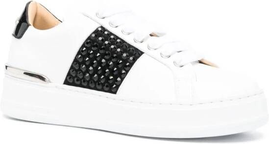 Philipp Plein logo-lettering leather sneakers White