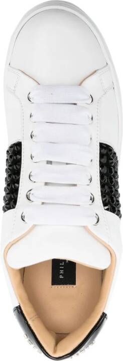 Philipp Plein logo-lettering leather sneakers White