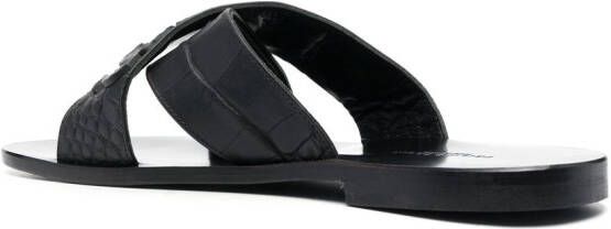 Philipp Plein logo-lettering open toe sandals Black