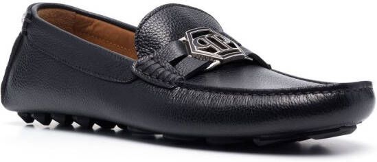 Philipp Plein logo moccasin loafers Black