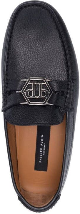 Philipp Plein logo moccasin loafers Black