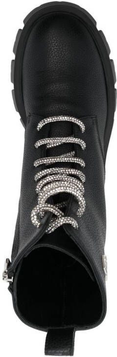 Philipp Plein logo-plaque lace-up leather boots Black