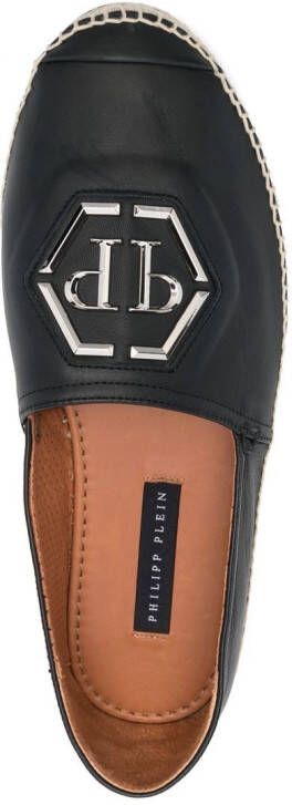 Philipp Plein logo-plaque leather espadrilles Black