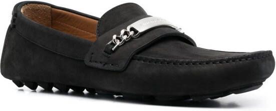 Philipp Plein logo-plaque leather loafers Black