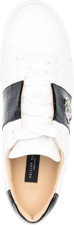 Philipp Plein logo-plaque leather low-top sneakers White