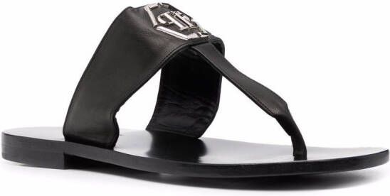 Philipp Plein logo plaque sandals Black