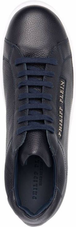 Philipp Plein logo-print leather trainers Blue