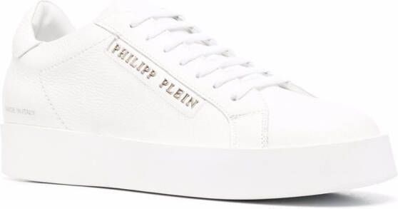 Philipp Plein logo-print leather sneakers White