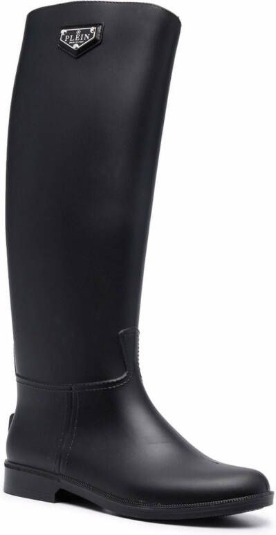 Philipp Plein logo wellington boots Black