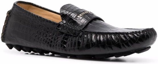 Philipp Plein lug-sole leather mocassin Black