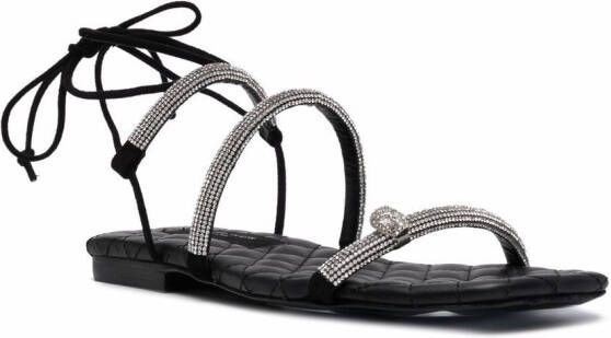 Philipp Plein maltese flat crystal sandals Black