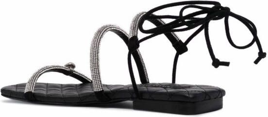 Philipp Plein maltese flat crystal sandals Black