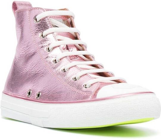 Philipp Plein Megastar laminated high-top sneakers Pink