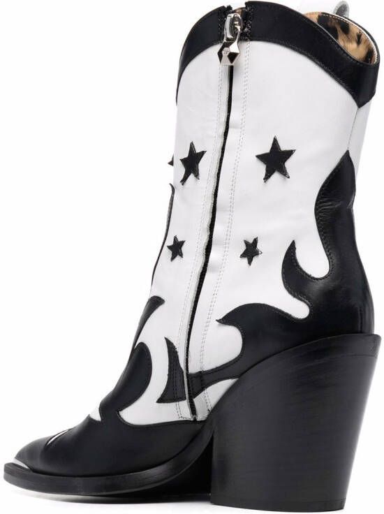 Philipp Plein mid-heel star cowboy boots Black