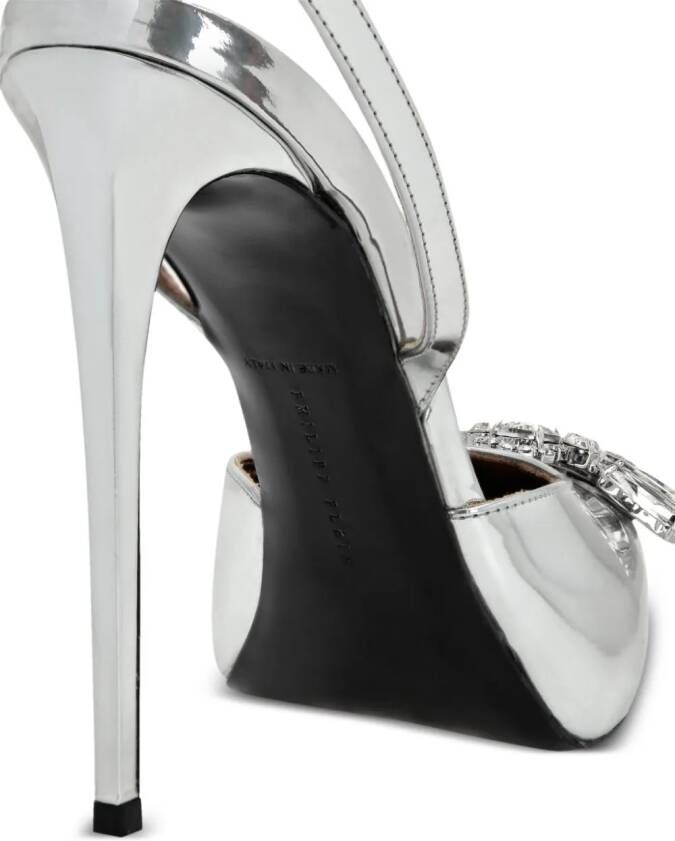 Philipp Plein Mirror 100mm crystal-embellished pumps Silver