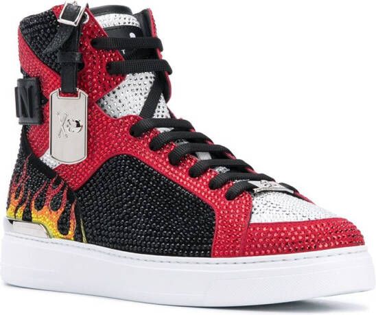 Philipp Plein Money Beast crystal flame sneakers Black