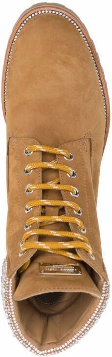 Philipp Plein nabuk lace-up leather boots Neutrals