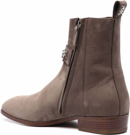 Philipp Plein Nabuk leather ankle boots Brown