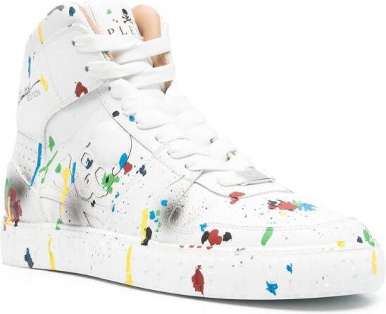 Philipp Plein painted high-top sneakers White