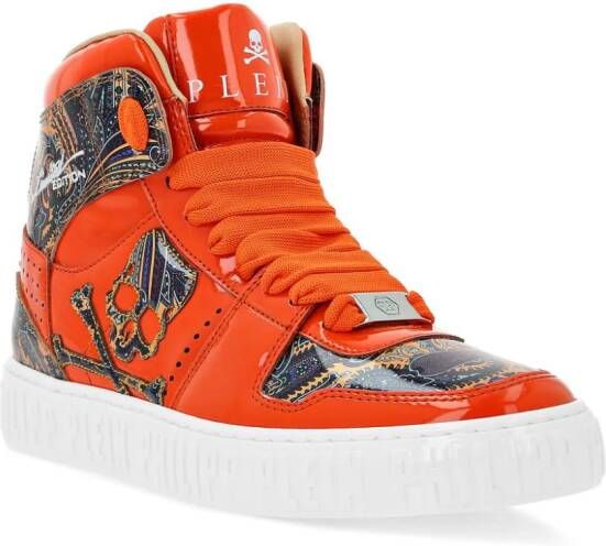 Philipp Plein Paisley high-top sneakers Orange