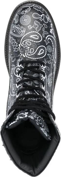 Philipp Plein paisley-print leather ankle boots Black