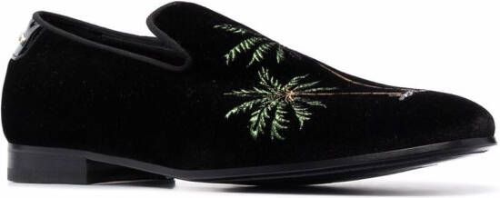 Philipp Plein Palm embroidered loafers Black
