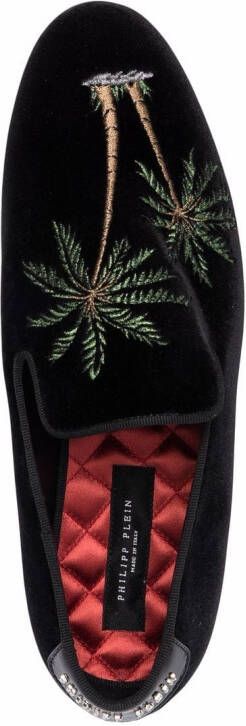 Philipp Plein Palm embroidered loafers Black