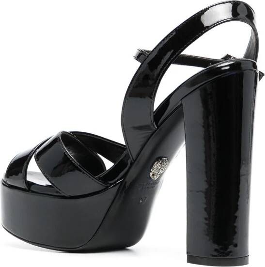 Philipp Plein patent-effect heeled sandals Black