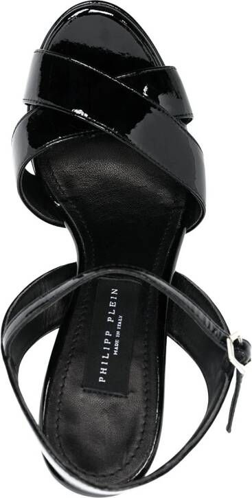 Philipp Plein patent-effect heeled sandals Black
