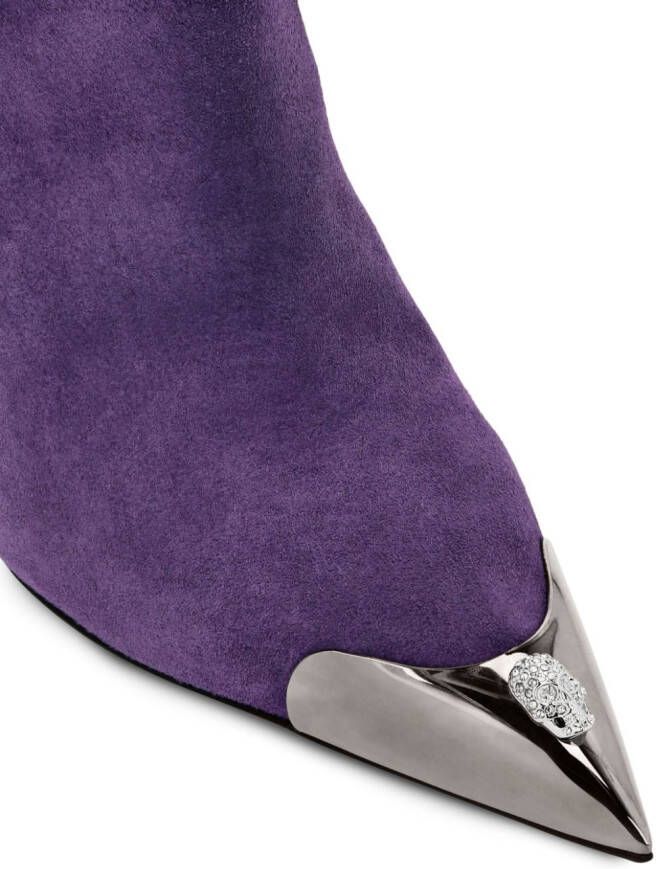Philipp Plein pointed-toe suede ankle boots Purple