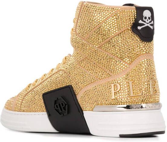 Philipp Plein rhinestone-embellished high-top sneakers Gold