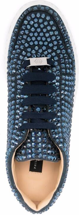 Philipp Plein rhinestone lace-up sneakers Blue