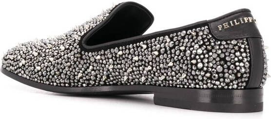 Philipp Plein rhinestone studded loafers Silver