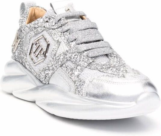 Philipp Plein Runner Iconic Plein glittered sneakers Silver