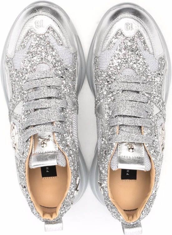 Philipp Plein Runner Iconic Plein glittered sneakers Silver