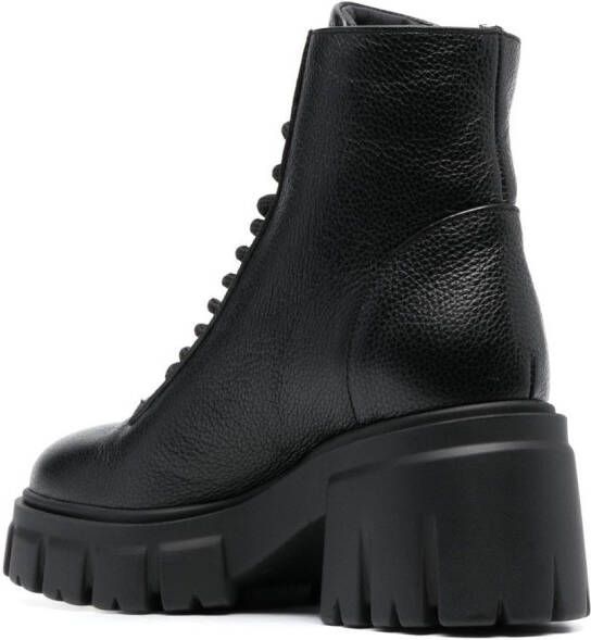 Philipp Plein shearling lined lace-up leather ankle boots Black