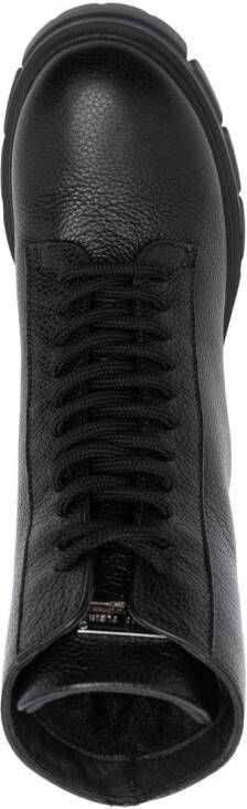 Philipp Plein shearling lined lace-up leather ankle boots Black