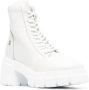 Philipp Plein shearling lined lace-up leather ankle boots White - Thumbnail 2