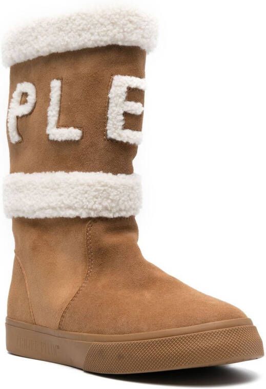 Philipp Plein shearling-lined suede boots Neutrals
