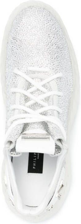 Philipp Plein Skeleton Runner embellished sneakers Silver