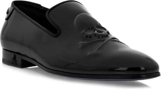 Philipp Plein Skull&Bones patent leather loafers Black