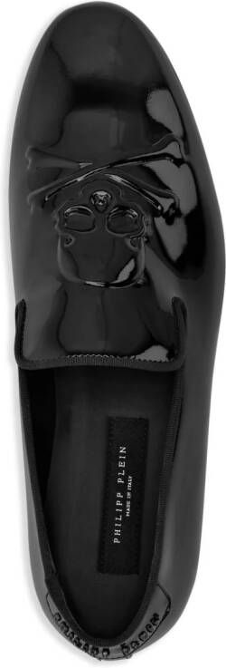 Philipp Plein Skull&Bones patent leather loafers Black
