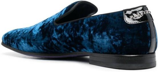 Philipp Plein skull-appliqué slippers Blue